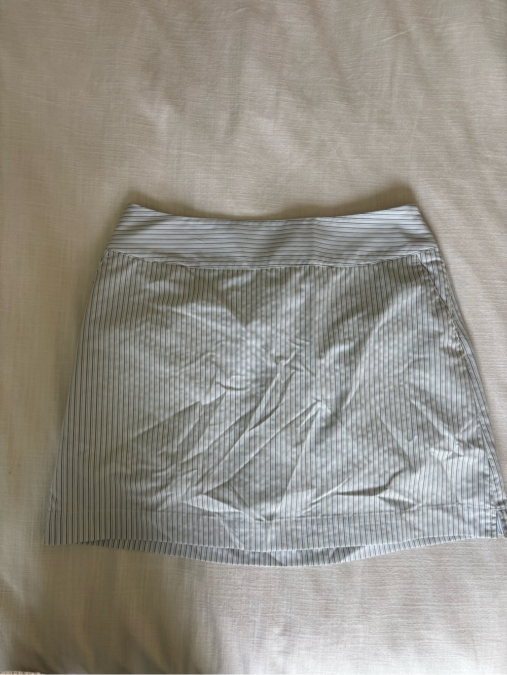 adidas White and Navy Pinstripe Mini Skort